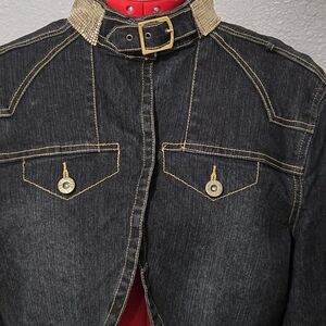 Ashley Stewart Black Denim with Gold Stitching